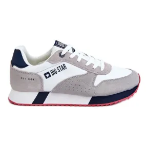 Heren Memory Foam System Big Star sportschoenen LL174160 wit-grijs